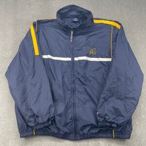 Michigan Wolverines Pro Player Mens XL Navy Blue Full Zip Windbreaker Jacket